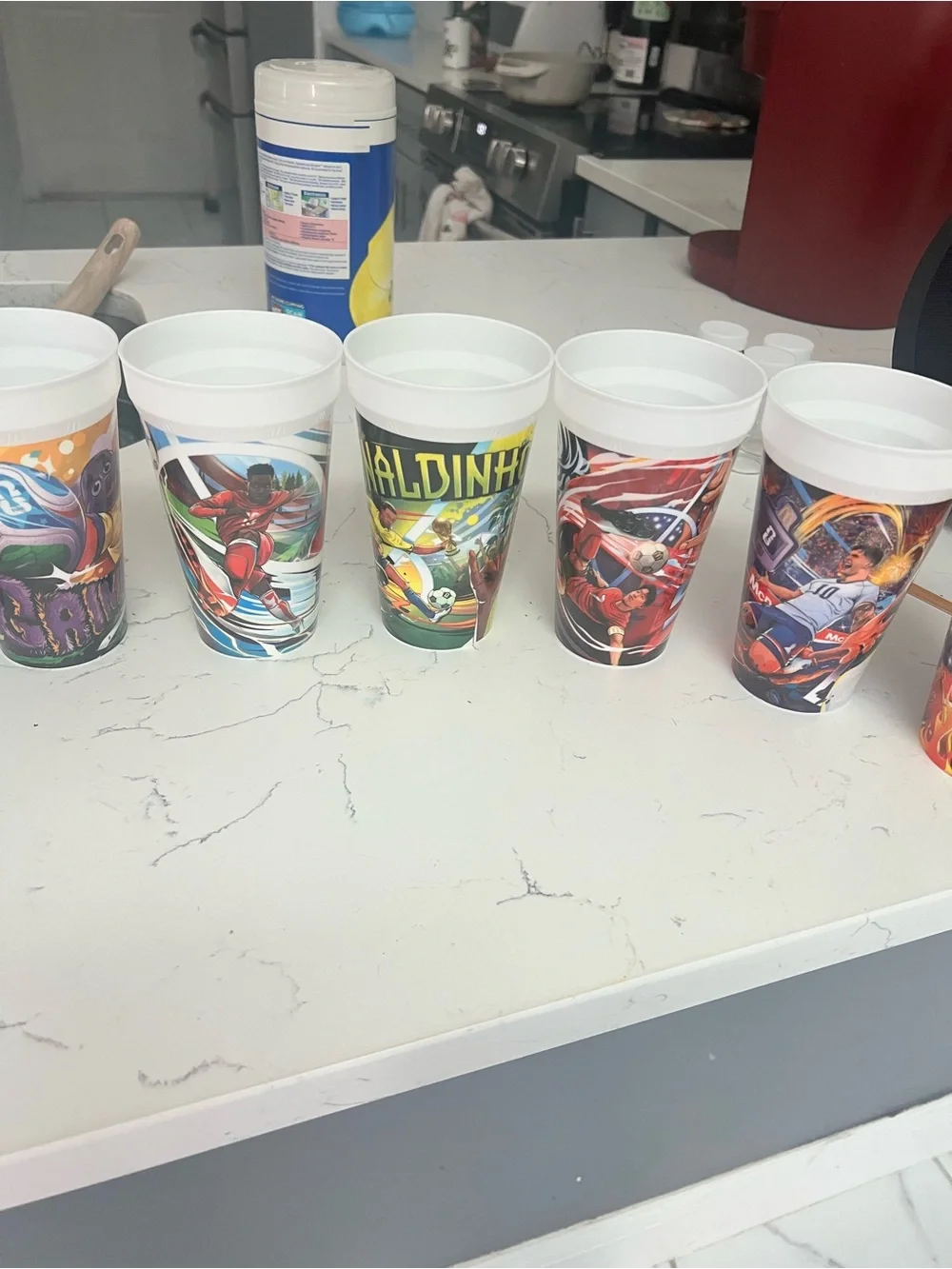 Disposable Comic-Themed White Party Cups with Multicolor Graphics - Pack
